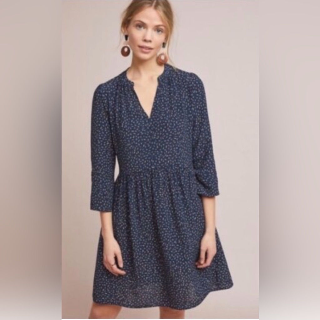 Anthropologie Maeve Navy Blue Speckled Juno Confetti Dress